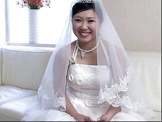 brunette asian Fucking Sexy Japanese Wife Dressed for a Wedding blowjob